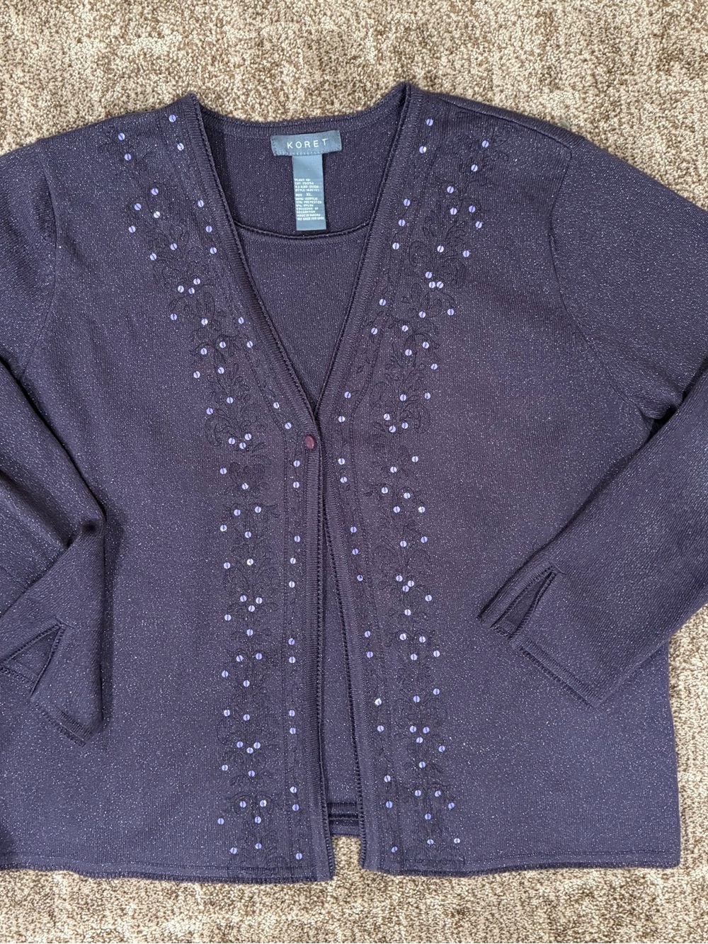 Koret Women's Deep Purple V-Neck Cardigan Sweater